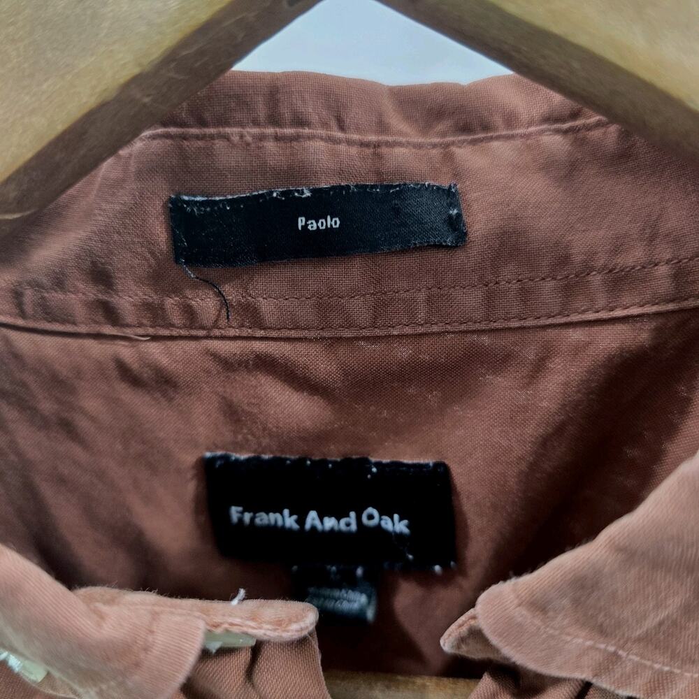 Frank And Oak Shirt Mens Medium Pink Brown Clay Long Sleeve Button Down - Picture 3 of 10